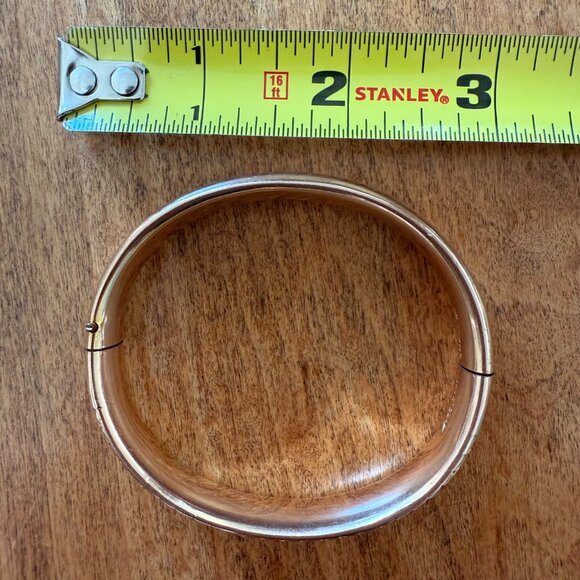 Floral Gold-Tone Hinged Cuff Bracelet - Picture 3 of 6